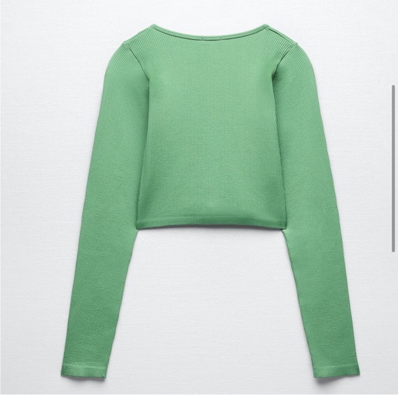 NWOT! Zara Seamless Mini Cardigan - Kelly Green, Size XS/S - Picture 4 of 6